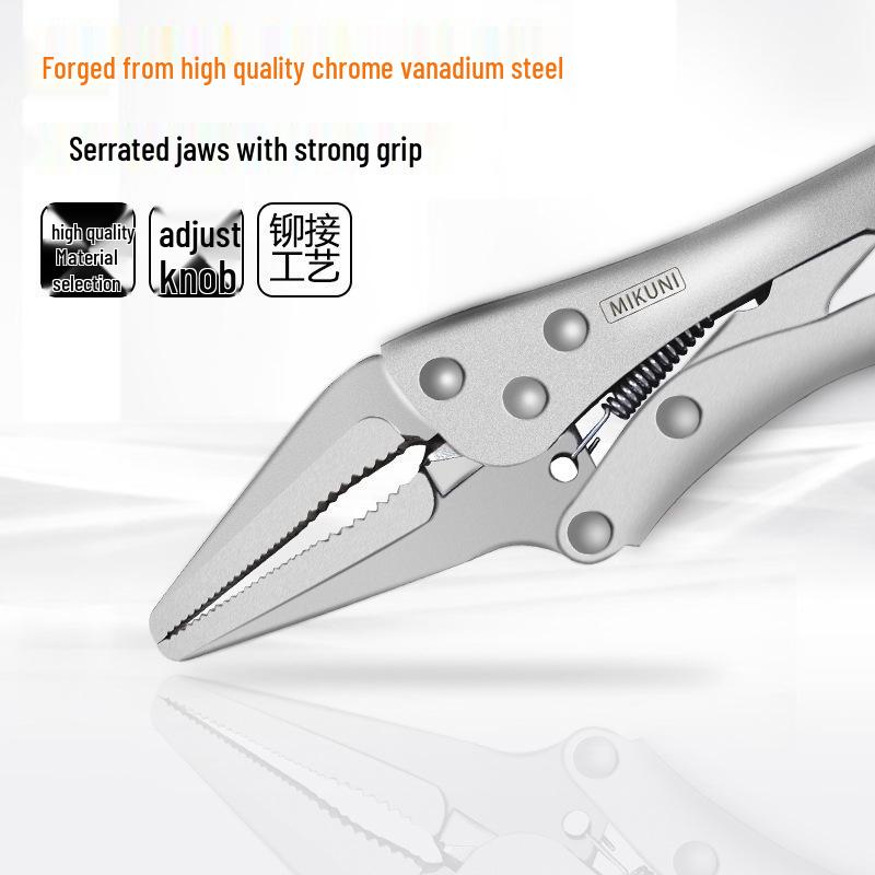 Multi-Function C-Type Folding Vise Grip Pliers with Flat, Round, and Needle-Nose Jaws, Automatic Fastening Clamp.