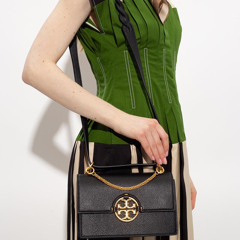 Tory Burch TB Miller Spring Summer Leather Flap Crossbody Shoulder Bag Small Women bags Black Black-Gold 88208-001