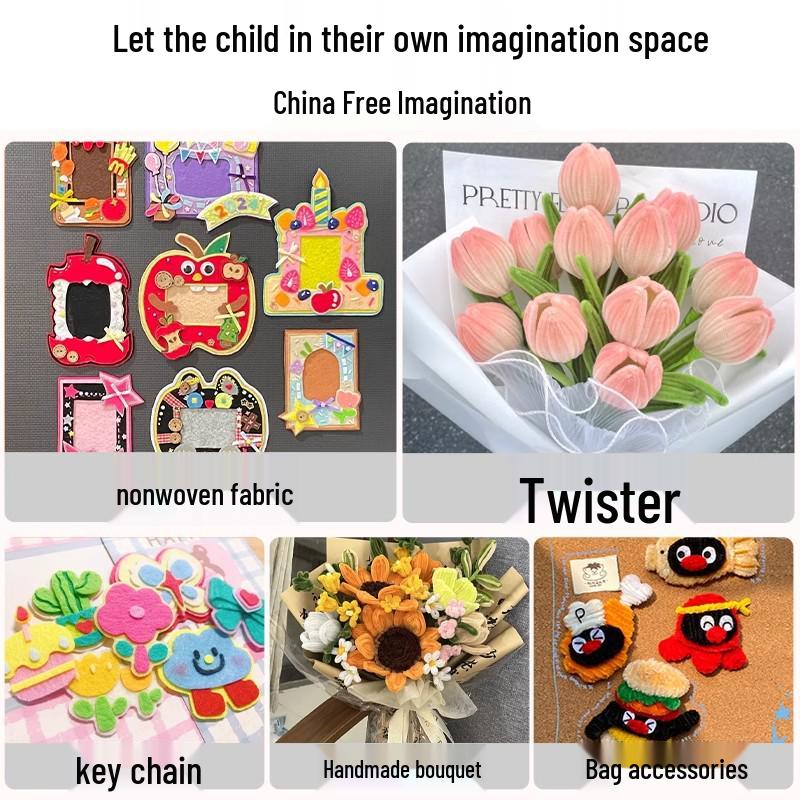 Kids' DIY Craft Kit: Glue, Twist Sticks, Non-Woven Fabric, Crepe Paper, and Hemp for Creative Projects