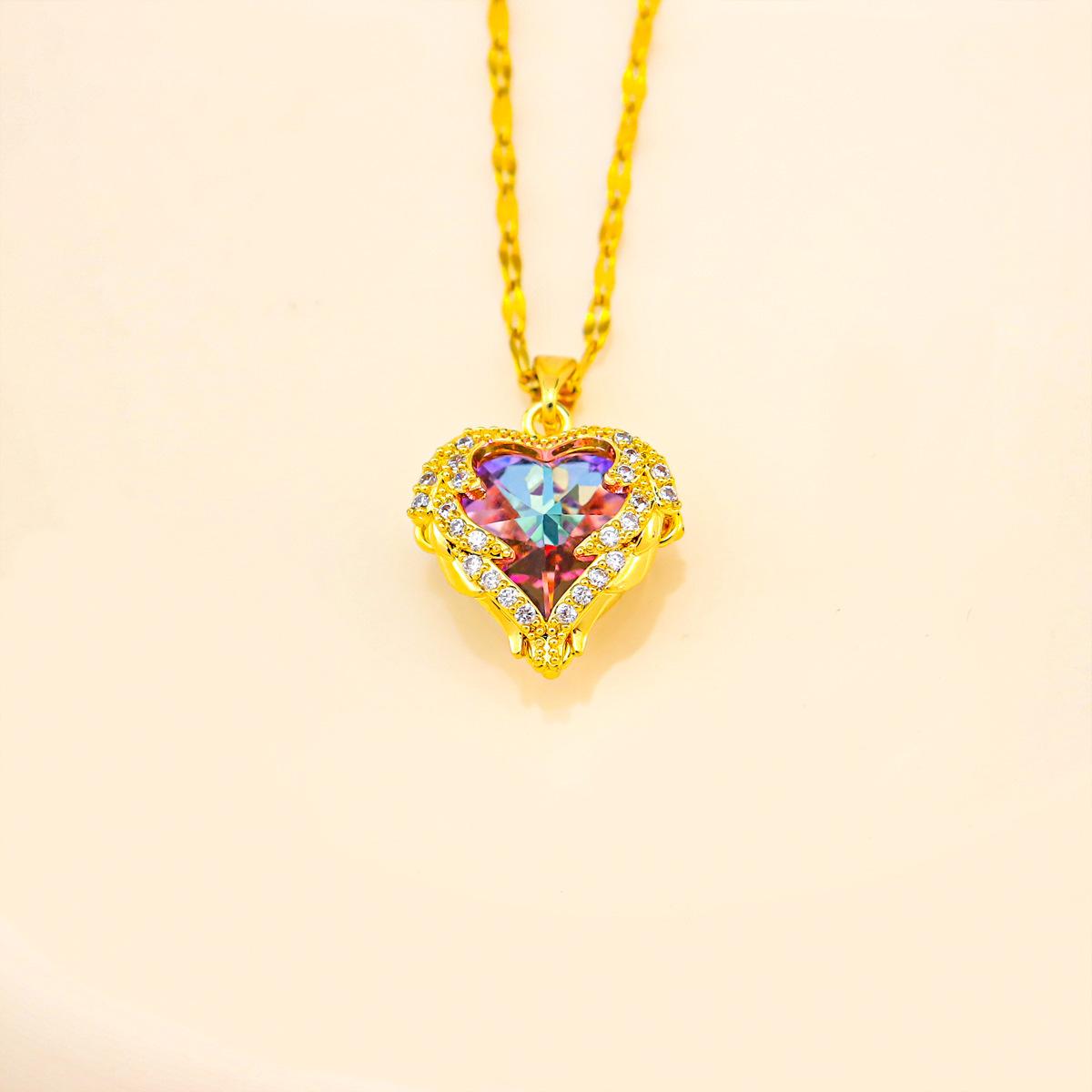 

Сердце океана титановая сталь невыцветающая цепочка Love Rose циркон светлая роскошная темпераментная ключичная цепочка универсальный премиум чувство