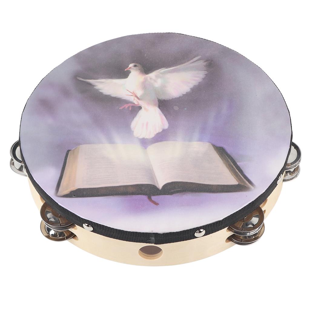 Tambourine Double Row Metal Jingle Handheld Percussion for Church Party25cm