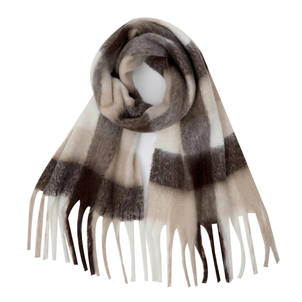 Winter Women Knitted Scarf Headscarf Casual Preppy Rainbow Plaid Tassel Scarve Elegant Lady Mujer Thick Wrap Shawl New Christmas