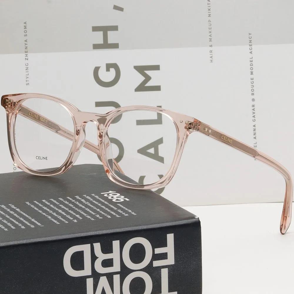 Celine Eyeglass Frame CL50058I 074 Transparent Pink Square Horn-rimmed Frame