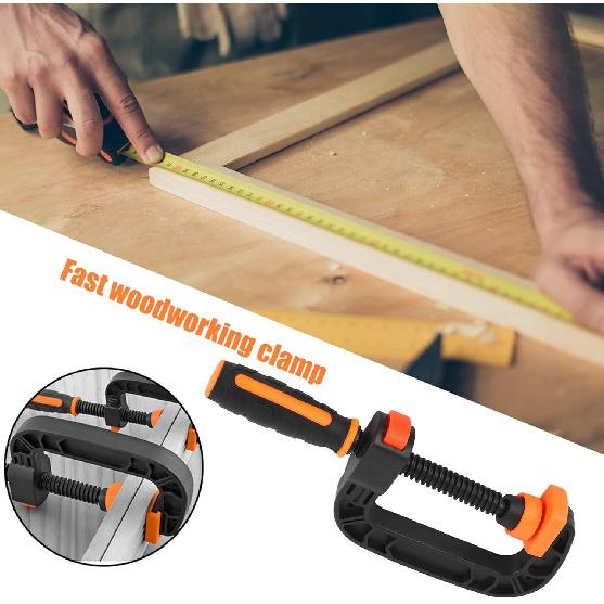 2Pcs C Clamp Set - Strong Clamping Force Plastic Rubber Clamps for Woodworking, DIY and Household Projects, Adjustable and Ergonomic with