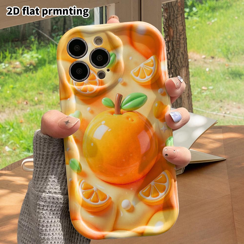 Phone case: 2D flat design, suitable for iPhone 18 17 16 15 14 13 Pro protective case, orange fruit, perfect Christmas and Halloween holiday gift