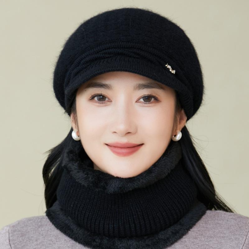 

Вязаная шерстяная шапка для пожилых детей, осенне-зимняя универсальная утолщенная теплая холодная шапка для мам hat only