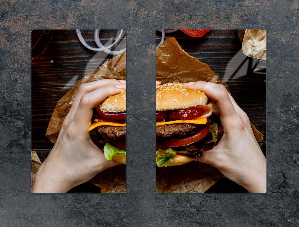 SZKLANA PŁYTA OCHRONNA DO KUCHNI 65x52 HAMBURGER