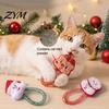 Interactive Cat Toys Christmas Catnip Toy for Indoor Cats, Stuffed Chew with Mesh Teething Relief Kittens Tube, Flexible Tube Bell Holiday Gift