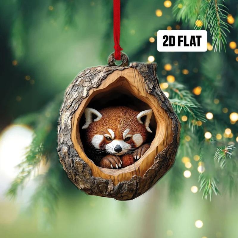 Neue Tier-Weihnachtsornamente 2D Flaches Acryl Vogelanhänger Eule Eichhörnchen Hase Anhänger Weihnachtsbaumdekoration Xmas Hängend
