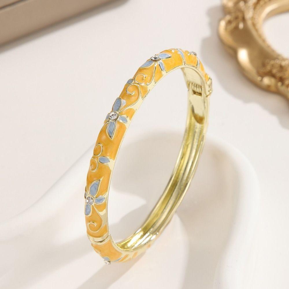 Classic Enamel Dropped Glaze Bangle Encrusted Oil Drop Bracelet Cloisonne Bracelet Women Gifts