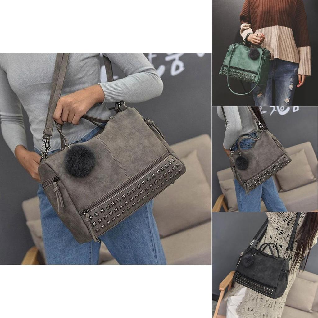 Chic And Spacious Casual Women Large Capacity Solid Rivet Shoulder Messenger Crossbody Bags