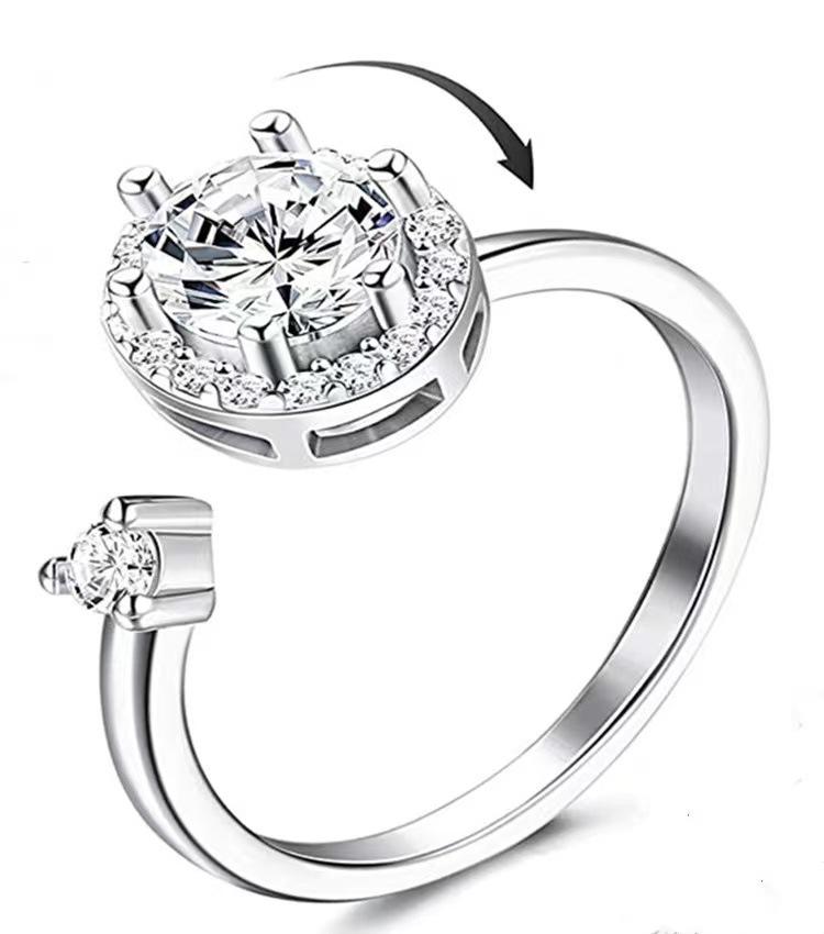 Všestranný otočný prsten se zirkony postříbřený – Ulevte úzkosti a stresu