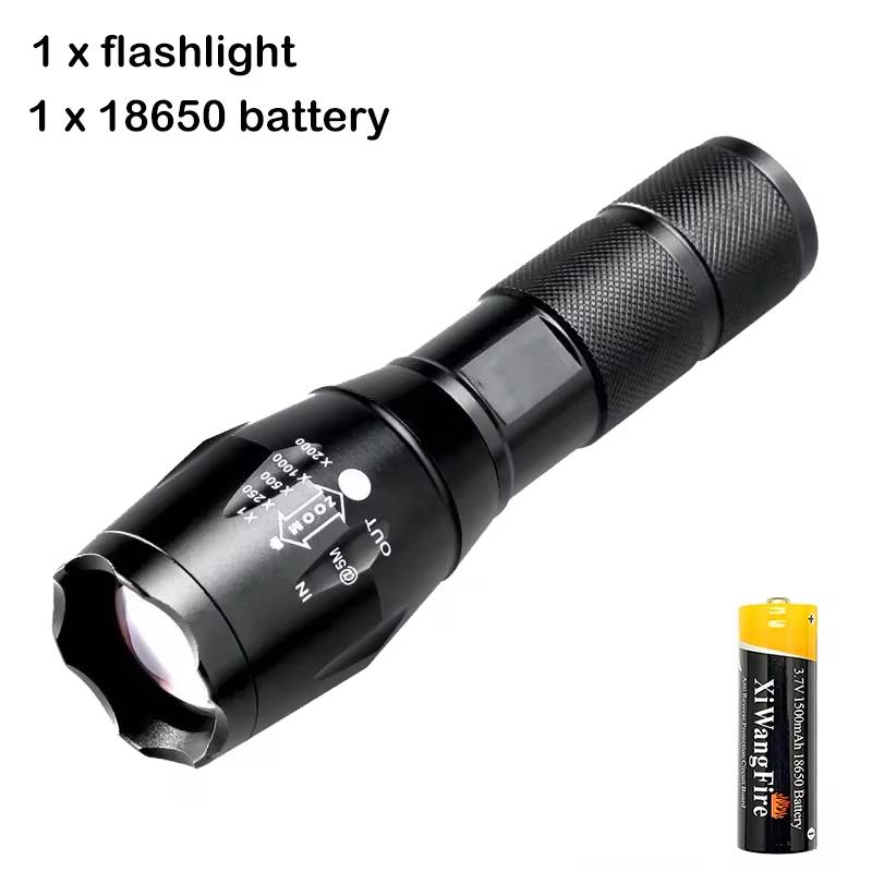 High Power T6 LED Flashlights Camping Torch 5 Light Modes Zoom Light Aluminum Alloys Waterproof Material External 18650 Battery