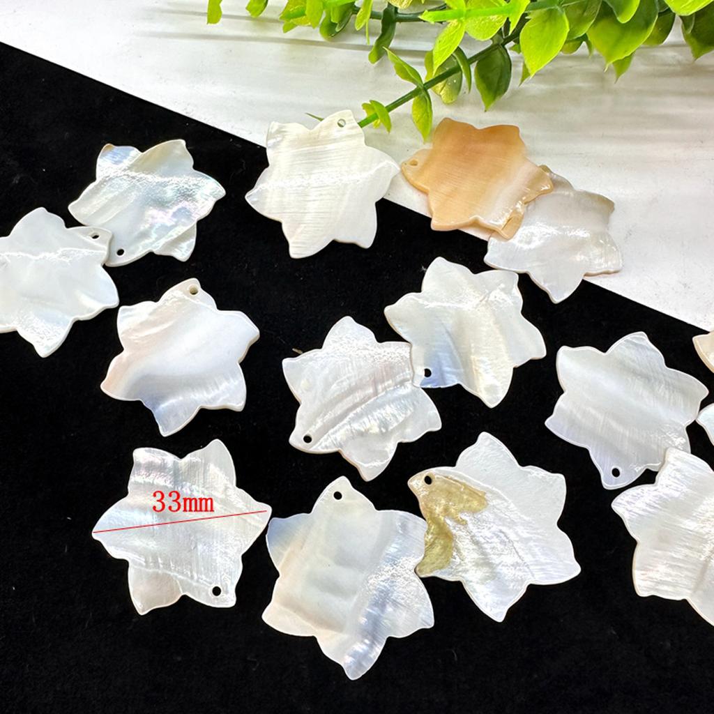 10Pcs, Natural Shell Pendant With Hole, Handmade Flower Shape Charms for Jewelry Making DIY Necklace Accessories, Women Gift