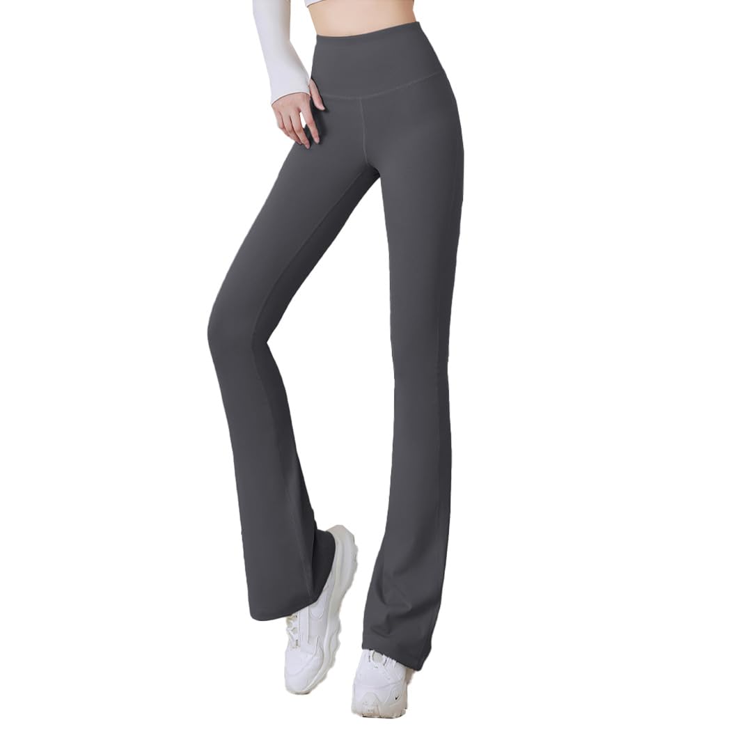 

DAYCLOSET Расклешенные Леггинсы для Йоги Yoga150 Темные Женские, с Высокой Посадкой, Эластичные, Быстросохнущие, (XL, Серый)