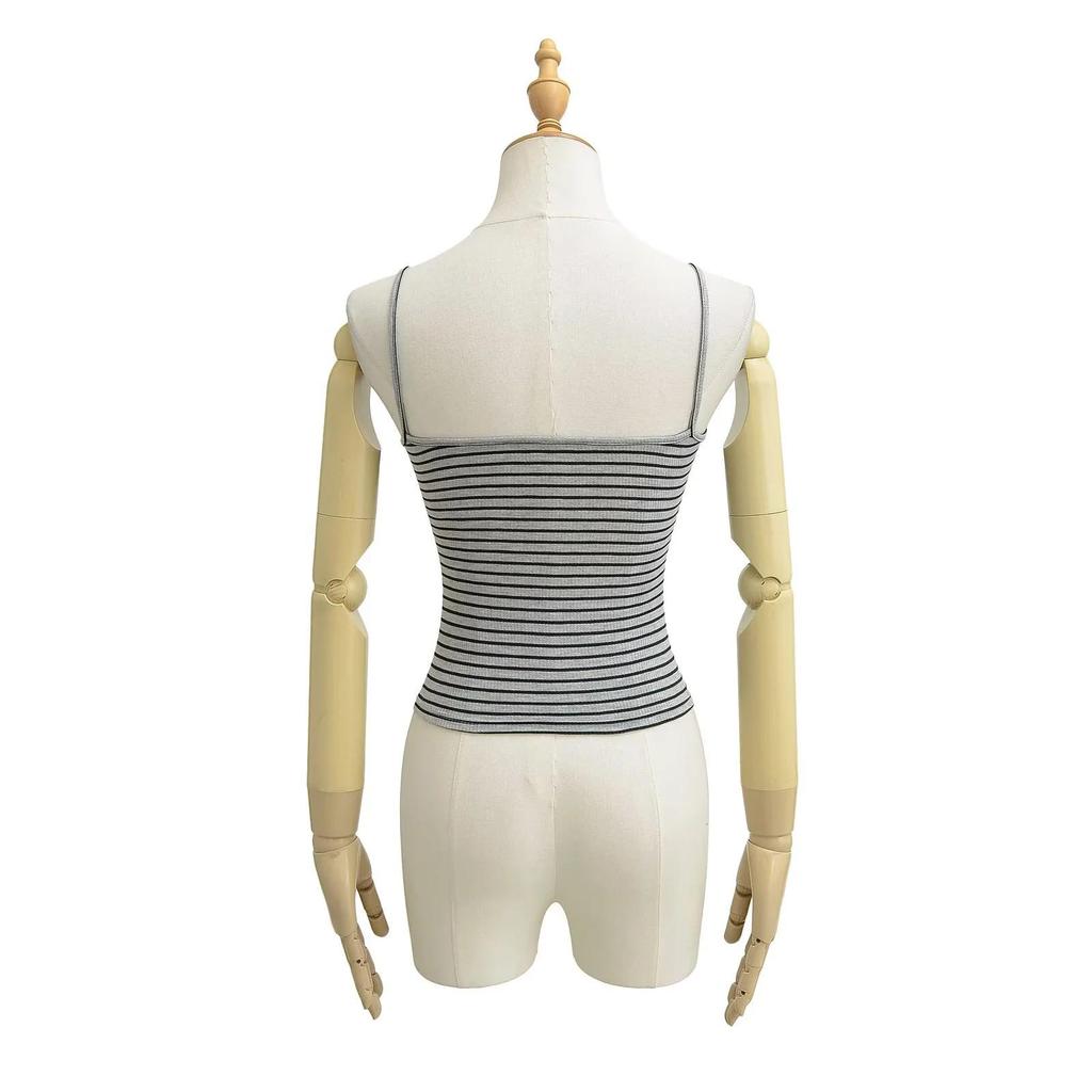 Hongkongský retro šik pruhovaný top pro ženy - Slim fit jarní/letní módní vesta