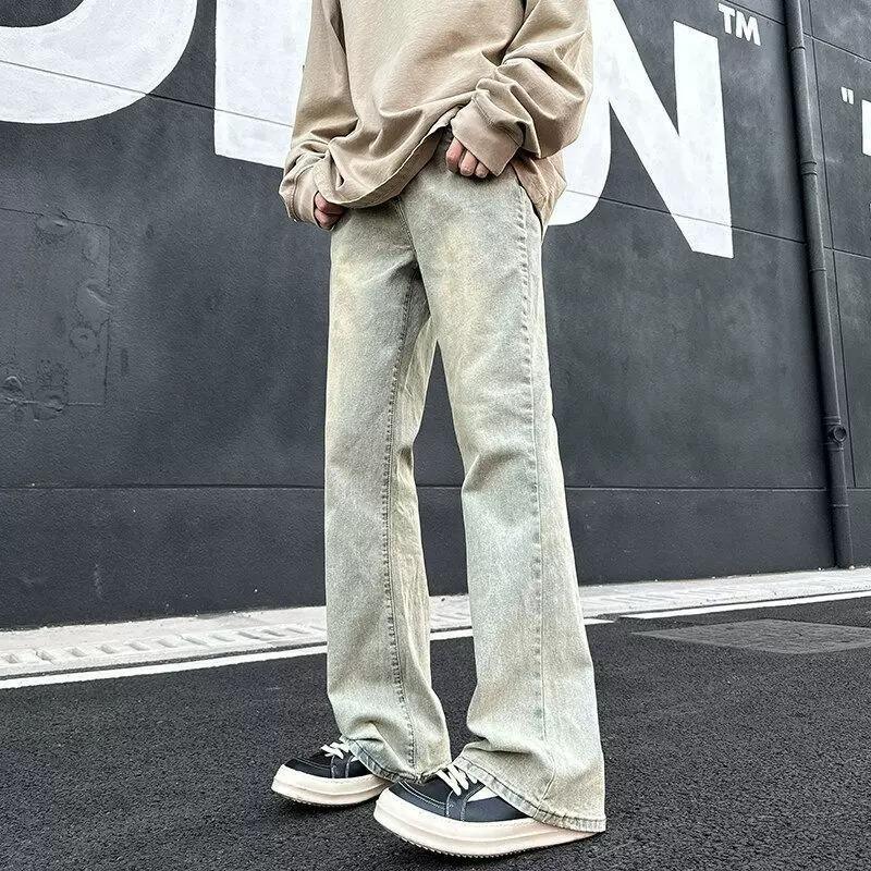 Street Washed Jeans Men's Wide-leg Trousers Fit Versatile Trendy Brand Retro Cl Old Trend American Loose
