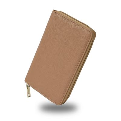 Stylish Passbook Case with and Large and Card Holder [QUARE] Anti-Magnetic Anti-Skimming Features, Capacity, (Camel)