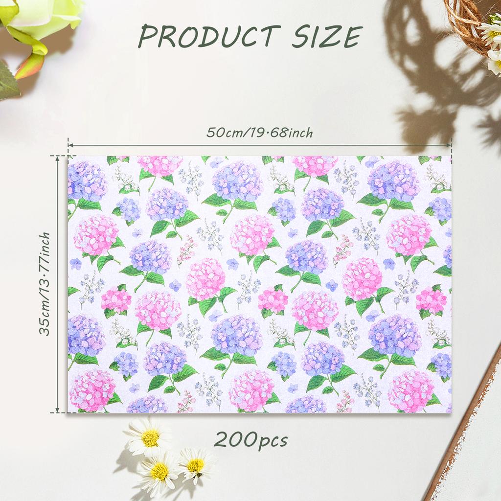 200 Sheets Floral Tissue Paper 35x50 CM Colorful Wrapping Paper Decorative DIY Craft Tissue Paper for Flower Gift Packaging