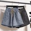 Shorts Pants Women Summer Cotton Vintage Loose Large Size Casual Solid Color Wide Leg Pants Jean Shorts