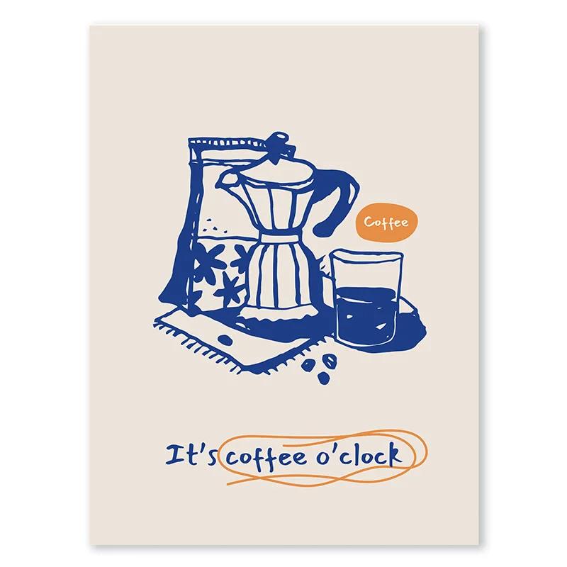 Modern Kitchen Wall Art Blue Tone Dessert Canvas Painting Dining Room Cooking Lovers Food Art Poster Living Room Home Decoration