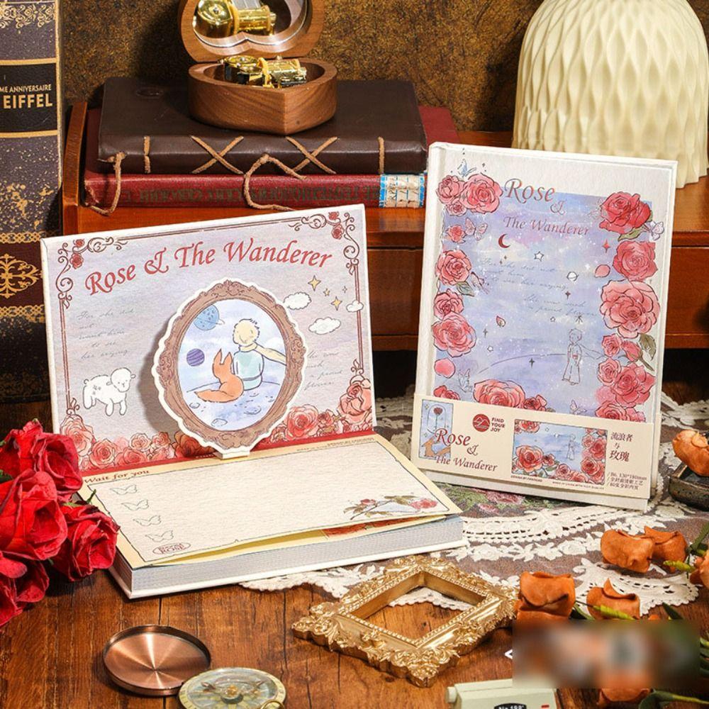 

Vintage Rose Series Notebook Hand Ledger Notepad Creative Diary Book Student Style 4