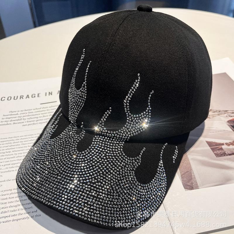 Fashion Hot-drilling Flame Baseball Cap for Men and Women Outdoor Personalized Street Style Sunshade and Sunscreen Cap