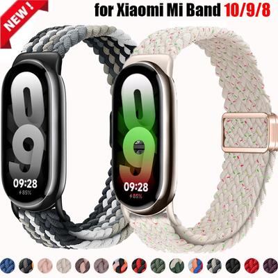 Nylon Braided Band for Xiaomi Watch 10/9/8 Magnetic Loop Band for Miband 10 9 8 NFC Sport Bracelet Smartwatch Replacement