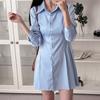 New Arrivals Open Run Princess Line Slim Fit Pleated Long Shirt Dress