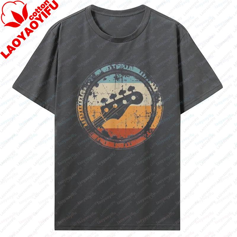 Vintage Bass Graphic Streetwear Cotton Birthday Gifts Summer Tshirt Guitar Headstock for Bassist and Bass Player Oneck T Shirt