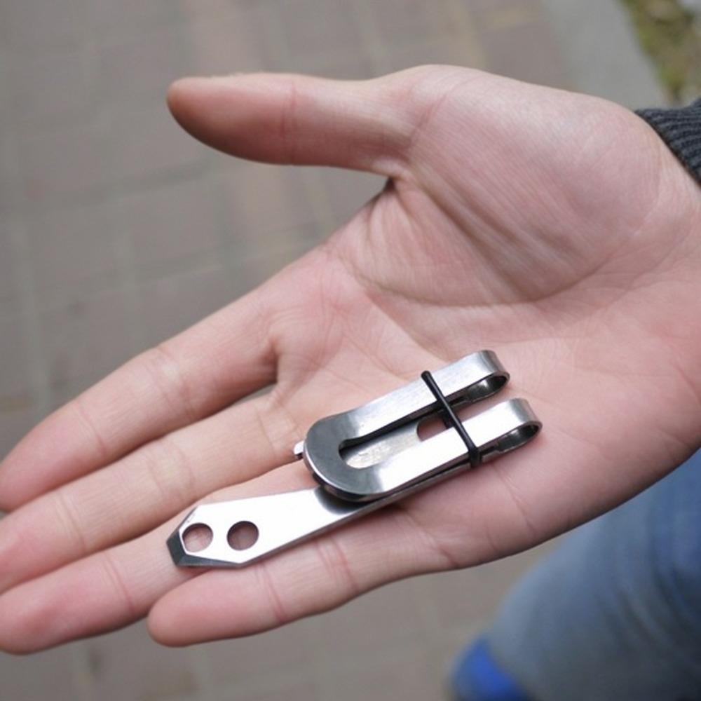 Durable Stainless Steel Suspension Belt Clip With Rubber Ring Compact Belt Clip Double-Sided Keychain Clip Hiking