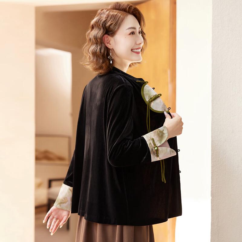 Pasite New Chinese Style Velvet Tang Suit Jacket for Mothers