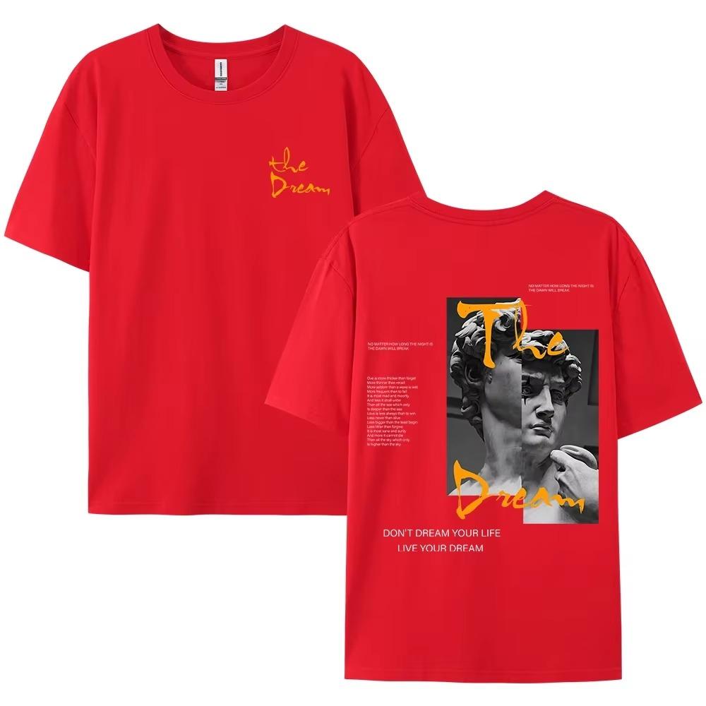 Don'T Dream Your Life Live Your Dream Men Clothes Fashion Summer T-Shirts Streetwear 100% Cotton Loose Tops Breathable Tee