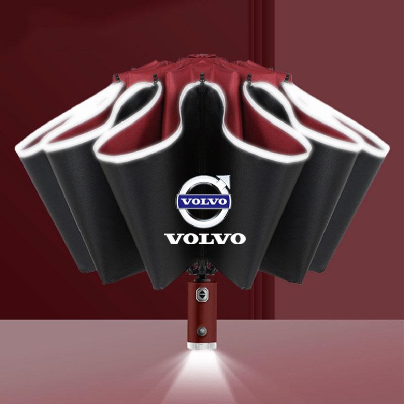 

Car Fully Automatic Umbrella LED Flashlight Reflective UV Umbrellas Sticker For Volvo S60 S90 XC40 XC60 V90 S40 S80L Accessories