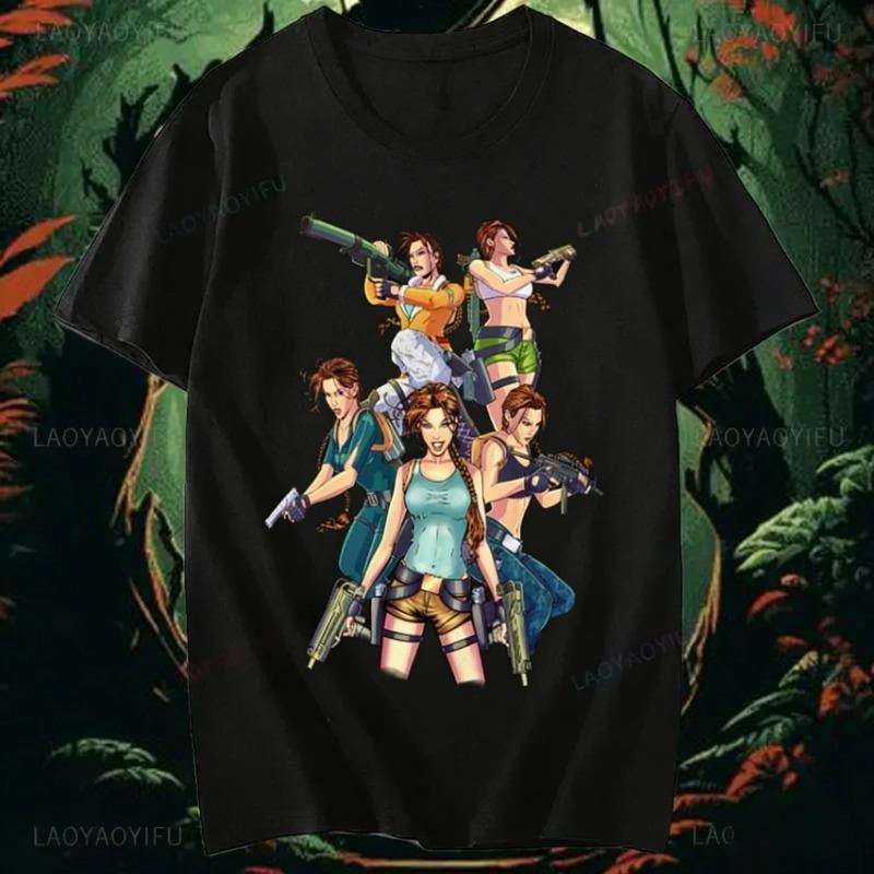 Tomb Raider Lara Croft Unisex Printed Cotton Tshirt Action Adventure Game Fan Graphic Tee Streetwear Casual Top For Gamers