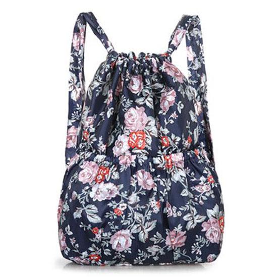 WTEMPO Printed Beach Casual Nylon Drawstring Backpacks Women's Four Seasons Outdoor Sports Bags Mommy Bags Large Capacity Lightweight Travel Backpacks