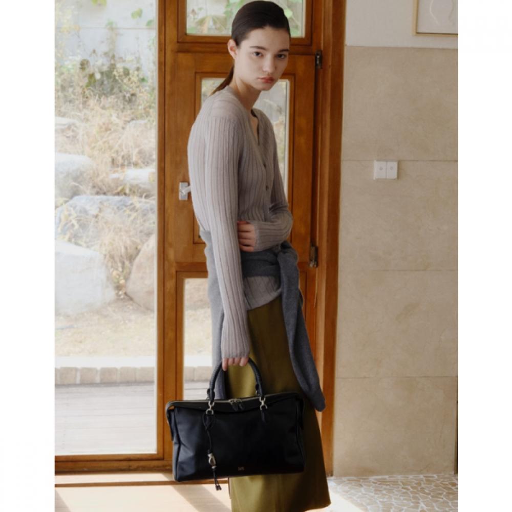 Daks Black Leather Tote Bag With Logo Decoration Dcba6f270bk