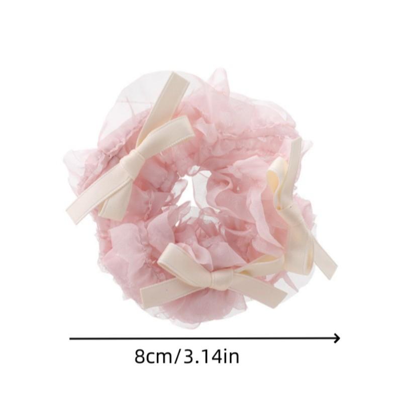 Sweet Mesh Lace Bow Hair Ring Women Ponytail Cute Scrunchie Fashion Hair Accessories