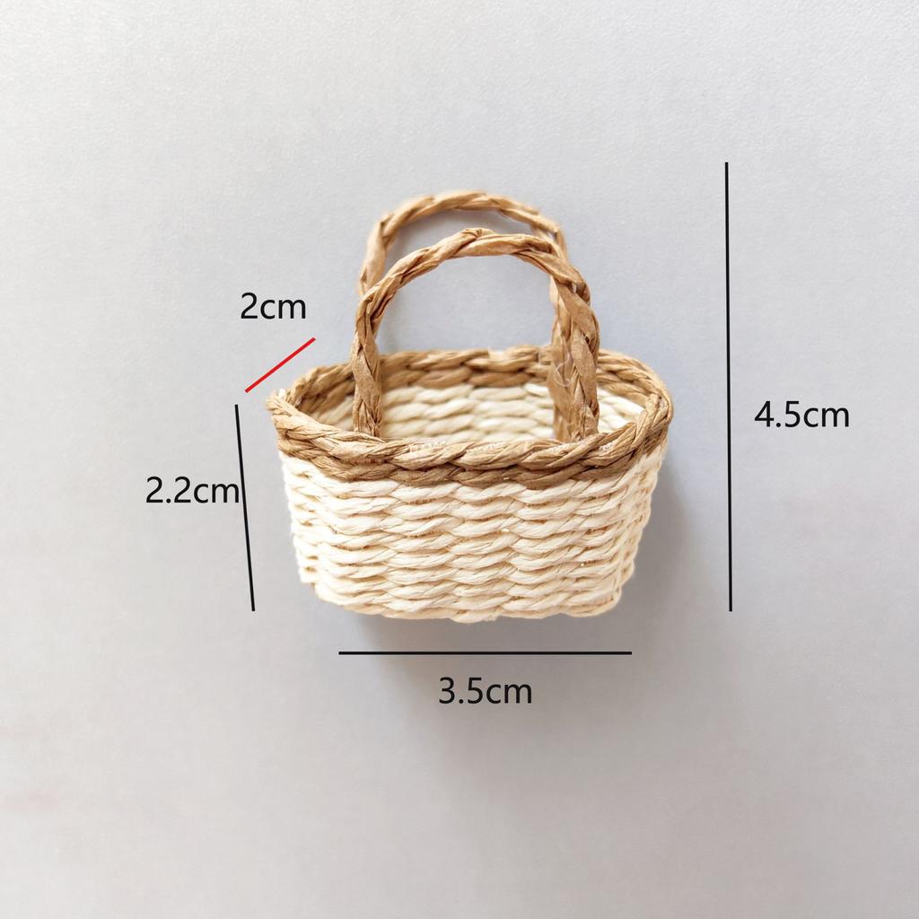 Miniature Mini Dollhouse Bouquet Basket Handmade Fashion Hand Woven Basket Diy Paper Vine Basket For Bjd Dolls/For Ob11 Dolls