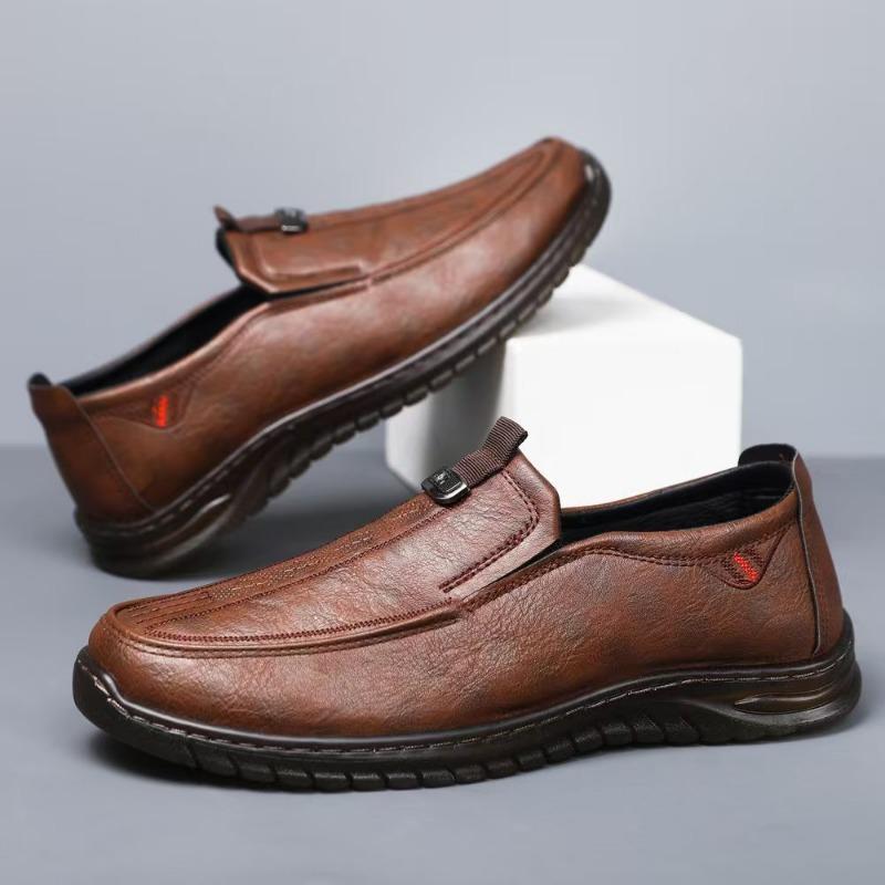 Cow Tendon Sole Men's Leather Shoes Summer Hollow Breathable Soft Sole One Pedal Driving Casual Shoes Soft Surface Soft Sole Business Shoes