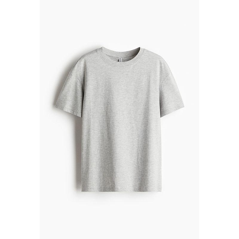 

HM Female t-shirt Summer Simple Drop Shoulder Large Profile T-shirt 1212700 Mixed light gray 175/128(2XL)