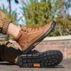 Women/ Men's PU Leather Boots, Men's Fashionable Handmade Stitched Ankle Boots, Flat Bottomed Lace Up Casual Shoes