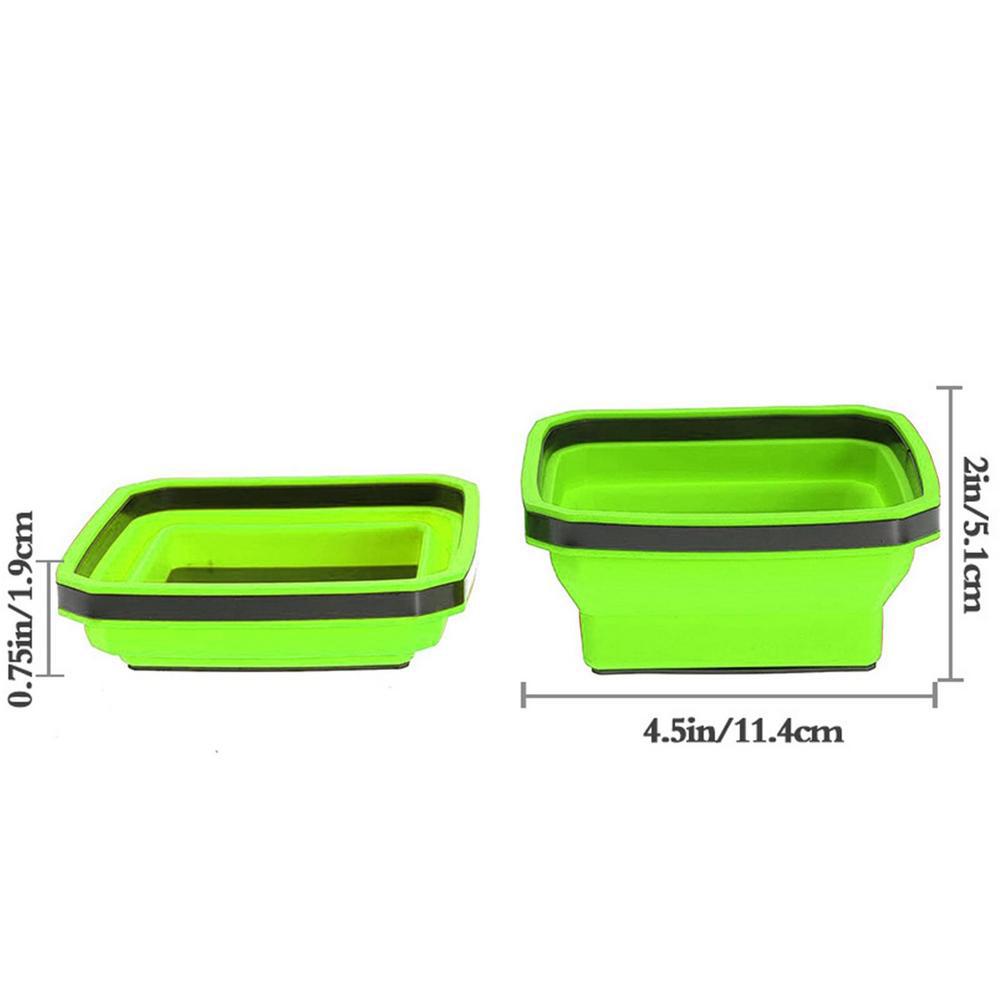 

Colorful Square Silicone Foldable Magnetic Parts Tray Strong Magnetic Hardware Tool Parts Box Silicone Tool Tray Organizer Tool 1 sided magnetism зелений