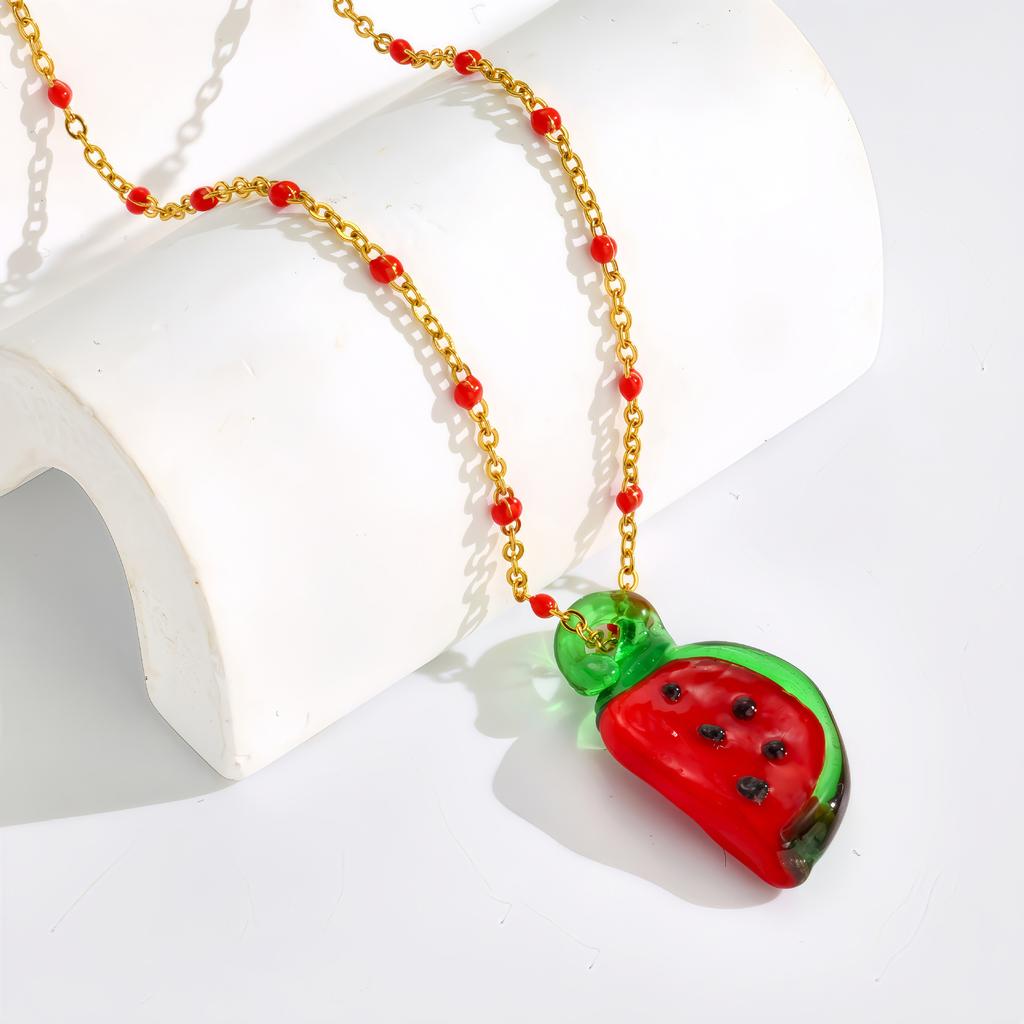 Color Dopamine Fruit Series Pendant Necklace Summer Niche Simple Versatile Do Not Fade