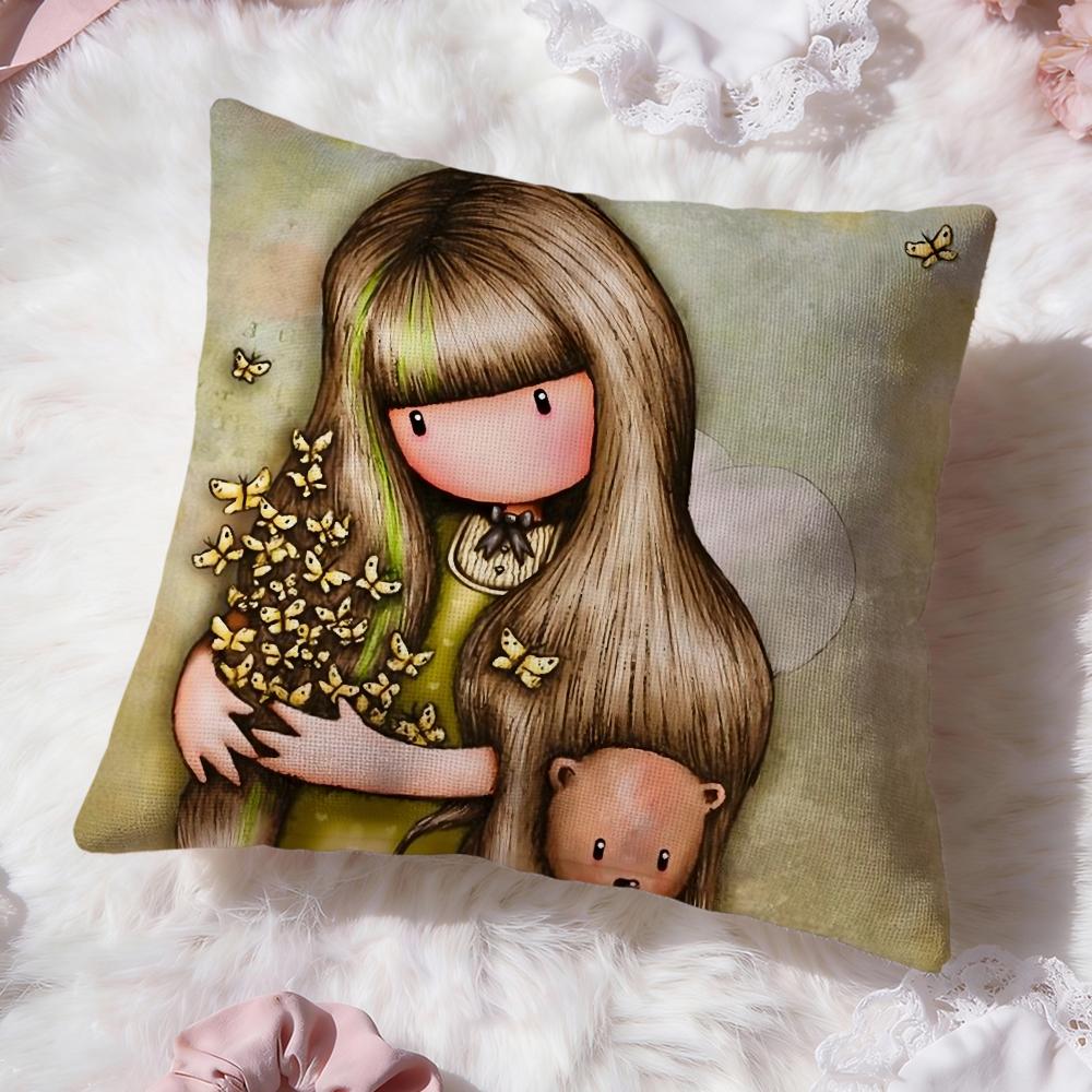 Cartoon S-Santoro Gorjuss Cushion Cover Premium Comfort Reversible Pillow Cove -Two in One Design for Any Room & Car Interior