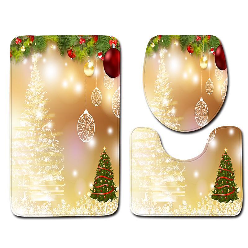 Santa Toilet Three-Piece Floor Mat Doormat Bathroom Carpet
