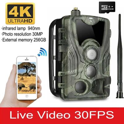 Hc-801pro 4g Hunting Trail Camera 4k Video Live Show Night Vision Po Trap 30mp App Bluetooth Control Outdoor Wildlife Cameras