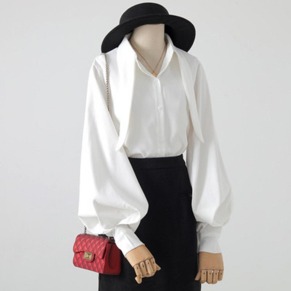 Žena Halenky jaro podzimní styl košile dáma s dlouhým rukávem stojáček límeček volné blůzy