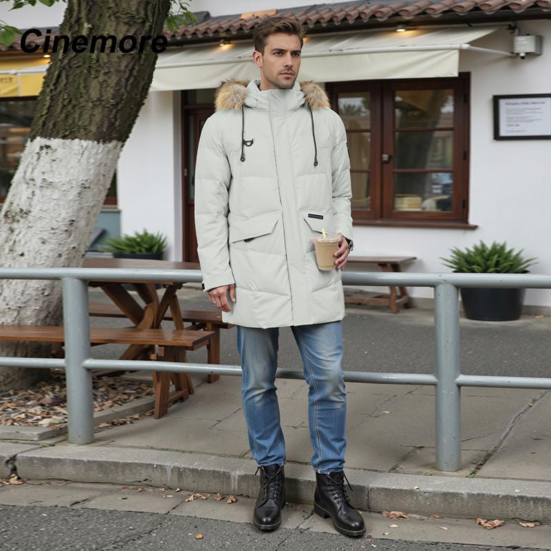 Cinemore 2025 Winter Coat Men's Down Jacket with Pockets, Warm, Drawstring, Hooded, Short Parka Men's 8039