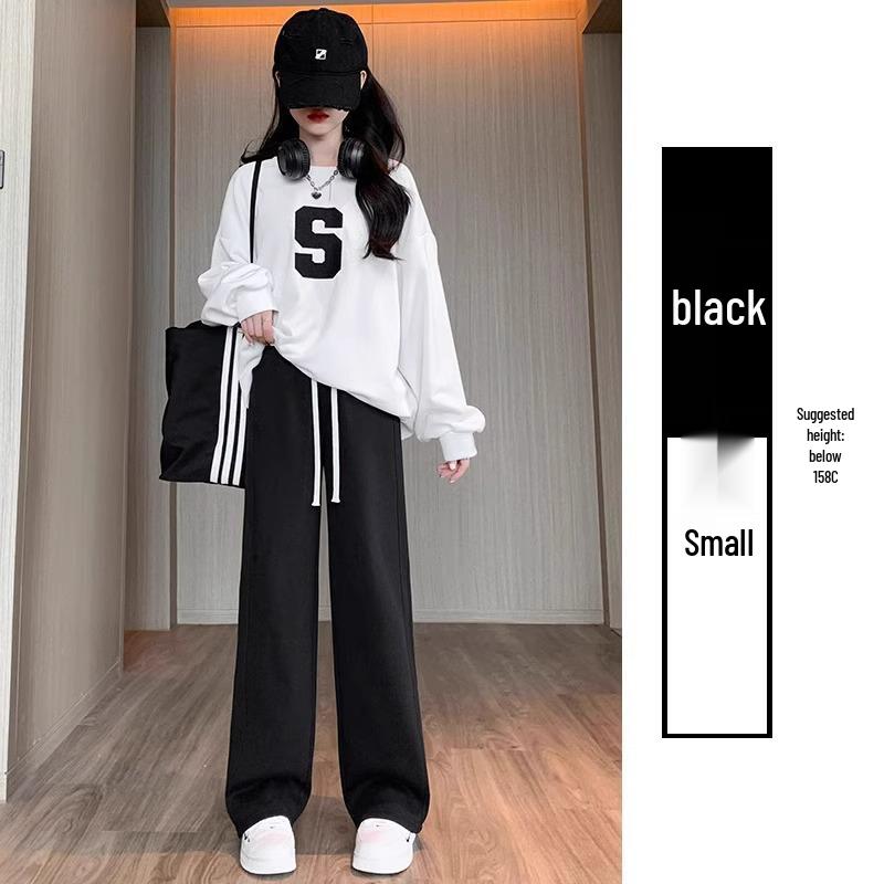 145 Narrow Women's High Waist Wide Leg Banana Sweatpants - New 2025 Petite Casual Straight Leg Pants.